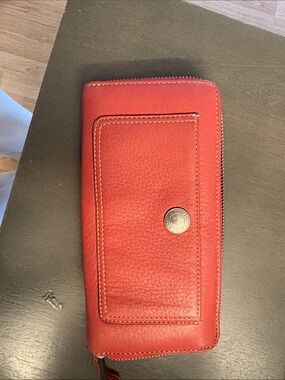 Coach Red Leather Zip Around Wallet